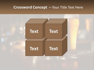 Three Glasses Of Beer On A Table With A Bar In The Background PowerPoint Template