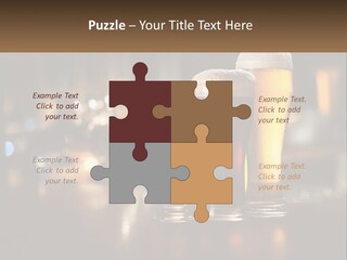 Three Glasses Of Beer On A Table With A Bar In The Background PowerPoint Template