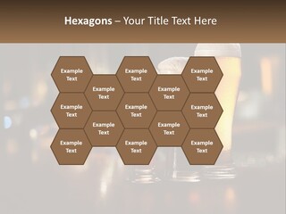 Three Glasses Of Beer On A Table With A Bar In The Background PowerPoint Template