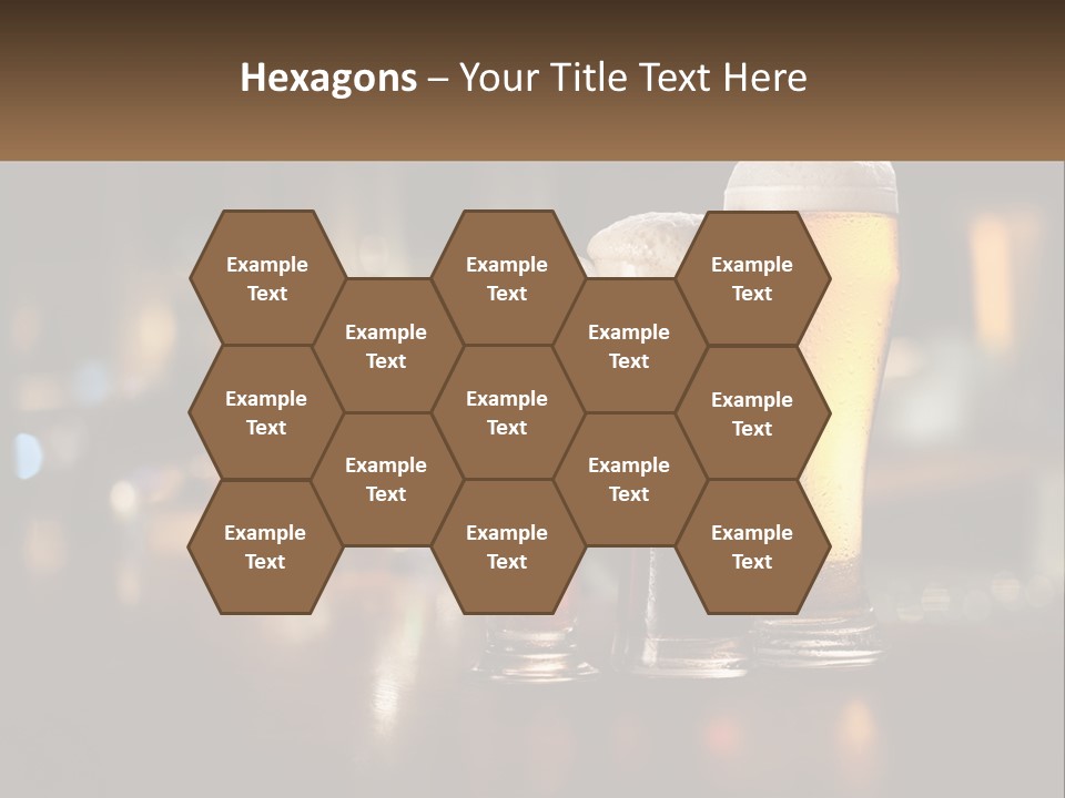 Three Glasses Of Beer On A Table With A Bar In The Background PowerPoint Template