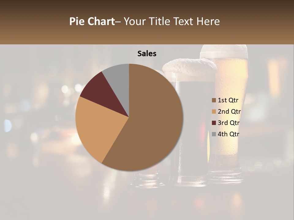 Three Glasses Of Beer On A Table With A Bar In The Background PowerPoint Template