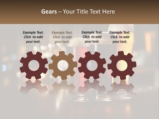 Three Glasses Of Beer On A Table With A Bar In The Background PowerPoint Template