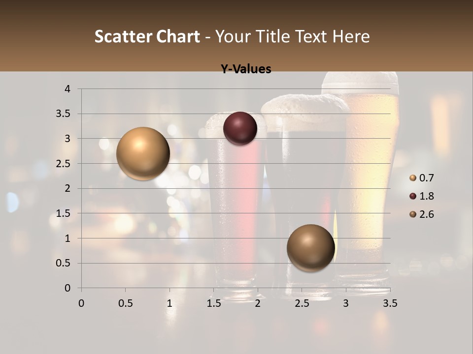 Three Glasses Of Beer On A Table With A Bar In The Background PowerPoint Template