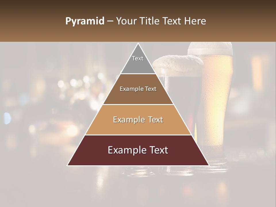 Three Glasses Of Beer On A Table With A Bar In The Background PowerPoint Template