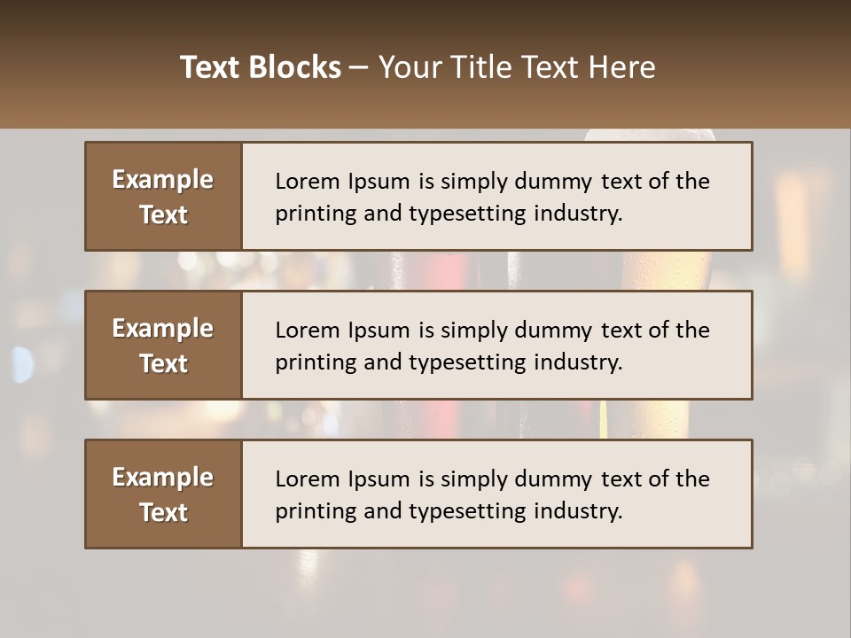 Three Glasses Of Beer On A Table With A Bar In The Background PowerPoint Template