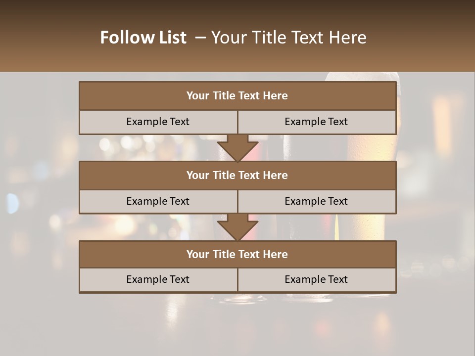 Three Glasses Of Beer On A Table With A Bar In The Background PowerPoint Template