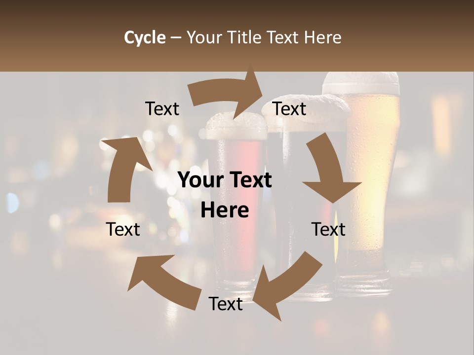 Three Glasses Of Beer On A Table With A Bar In The Background PowerPoint Template