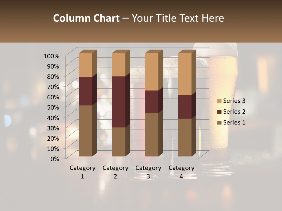 Three Glasses Of Beer On A Table With A Bar In The Background PowerPoint Template