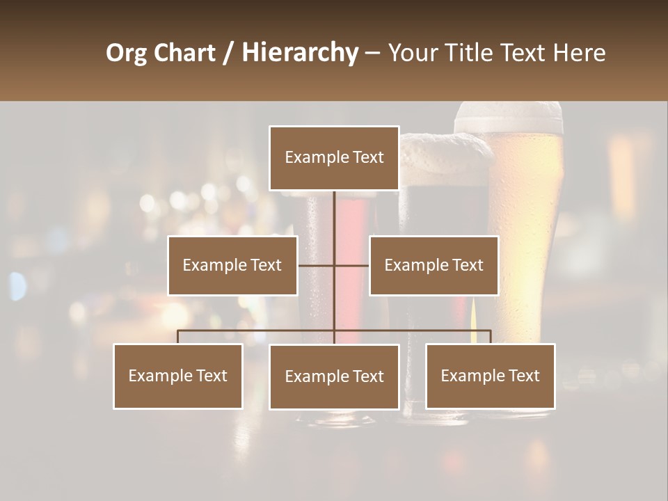 Three Glasses Of Beer On A Table With A Bar In The Background PowerPoint Template