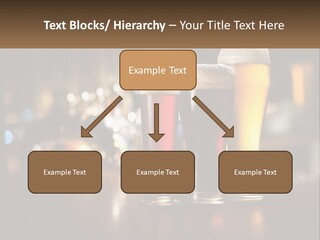 Three Glasses Of Beer On A Table With A Bar In The Background PowerPoint Template