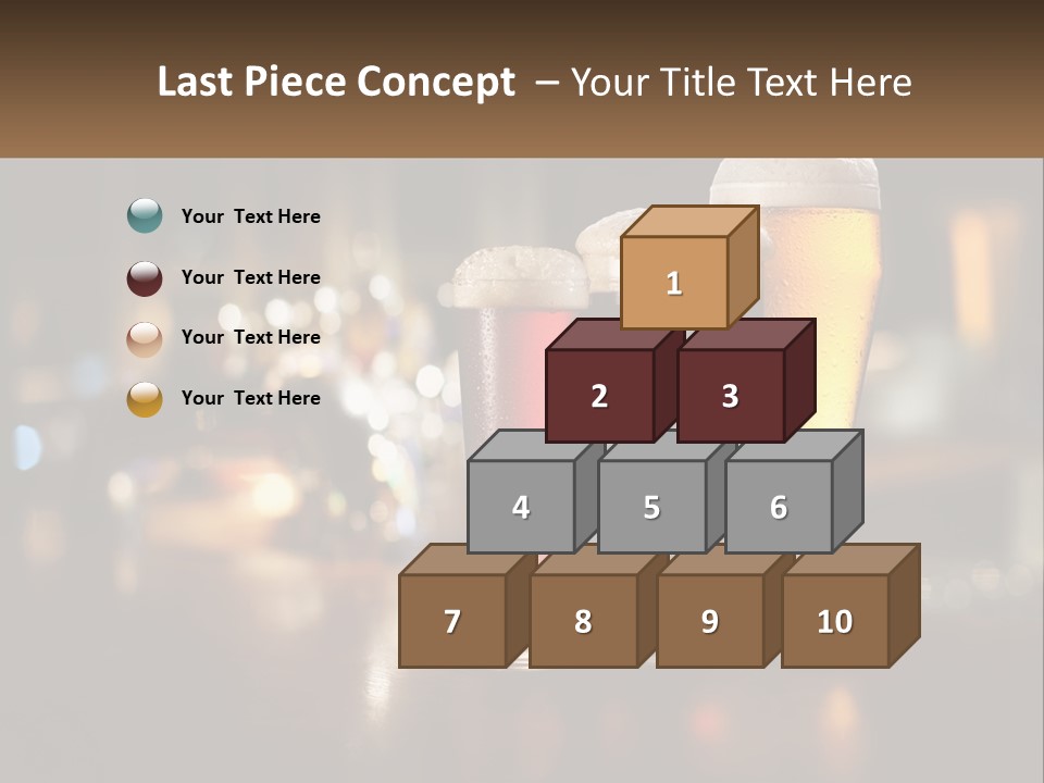 Three Glasses Of Beer On A Table With A Bar In The Background PowerPoint Template