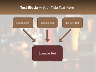 Three Glasses Of Beer On A Table With A Bar In The Background PowerPoint Template