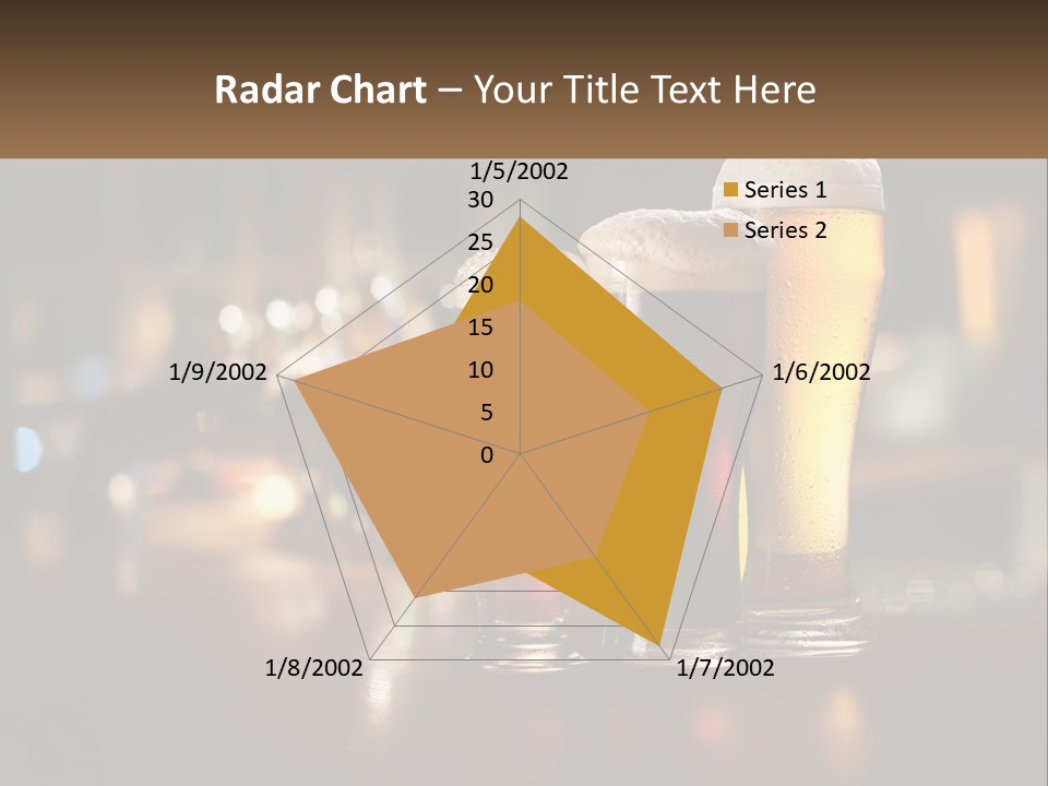 Three Glasses Of Beer On A Table With A Bar In The Background PowerPoint Template