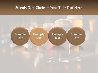 Three Glasses Of Beer On A Table With A Bar In The Background PowerPoint Template