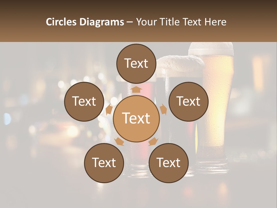 Three Glasses Of Beer On A Table With A Bar In The Background PowerPoint Template
