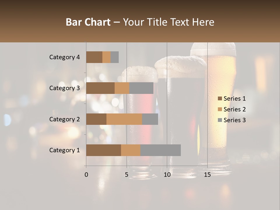 Three Glasses Of Beer On A Table With A Bar In The Background PowerPoint Template