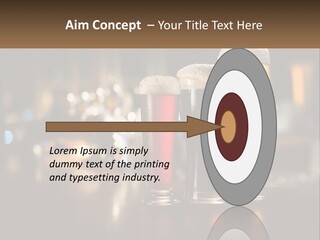 Three Glasses Of Beer On A Table With A Bar In The Background PowerPoint Template