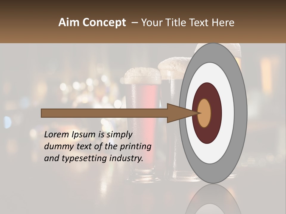 Three Glasses Of Beer On A Table With A Bar In The Background PowerPoint Template