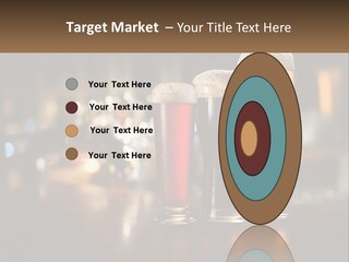 Three Glasses Of Beer On A Table With A Bar In The Background PowerPoint Template