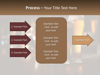Three Glasses Of Beer On A Table With A Bar In The Background PowerPoint Template