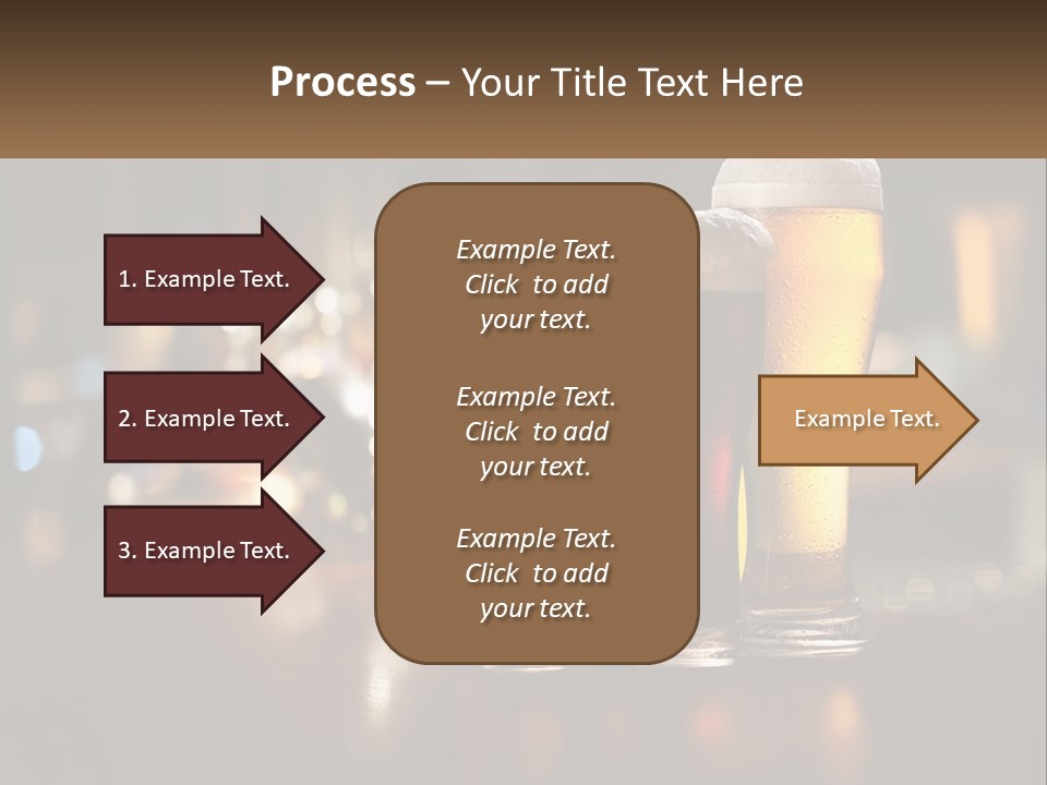 Three Glasses Of Beer On A Table With A Bar In The Background PowerPoint Template