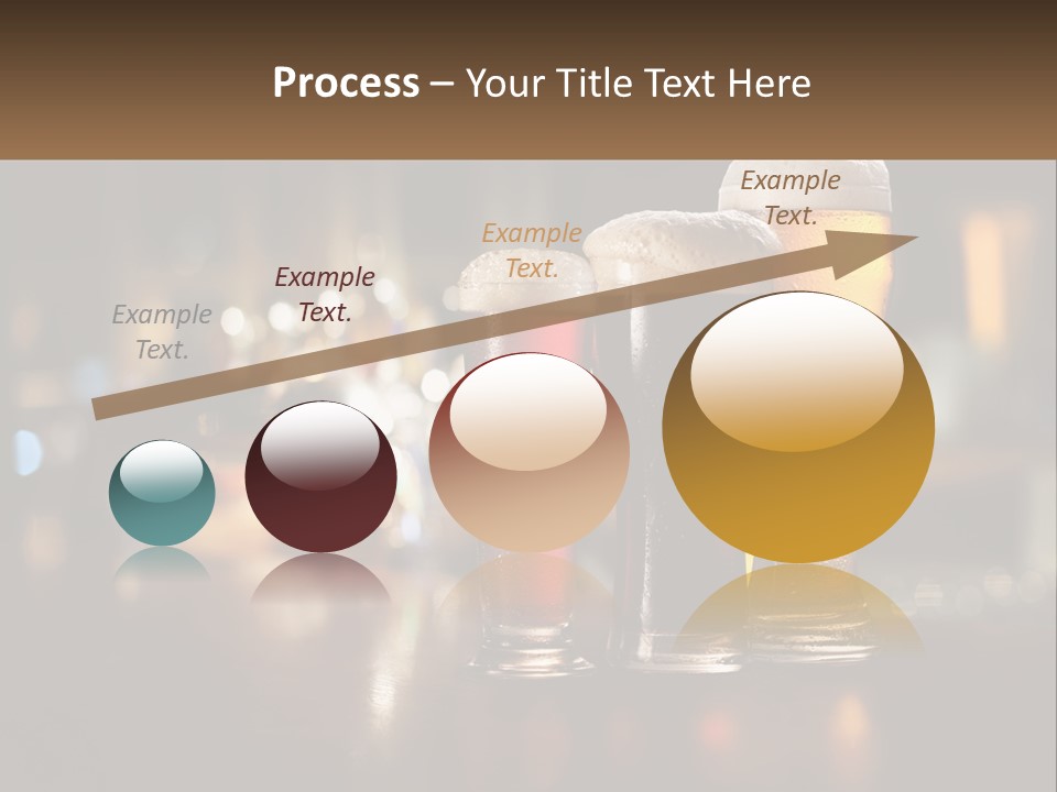 Three Glasses Of Beer On A Table With A Bar In The Background PowerPoint Template