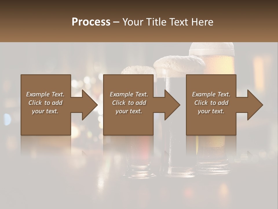 Three Glasses Of Beer On A Table With A Bar In The Background PowerPoint Template