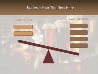 Three Glasses Of Beer On A Table With A Bar In The Background PowerPoint Template