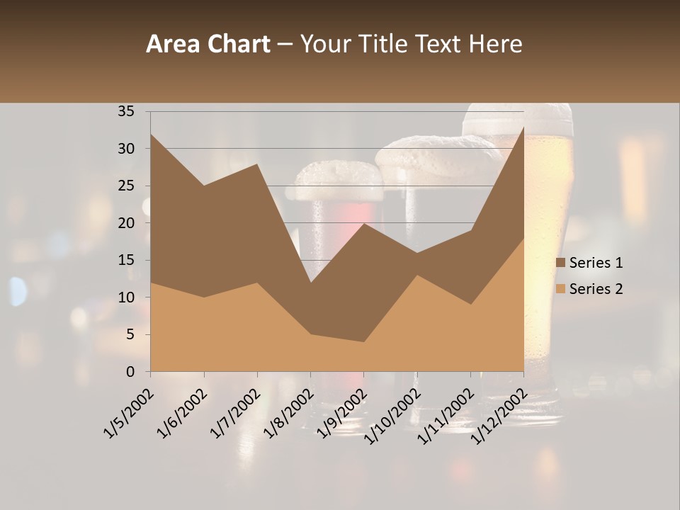 Three Glasses Of Beer On A Table With A Bar In The Background PowerPoint Template