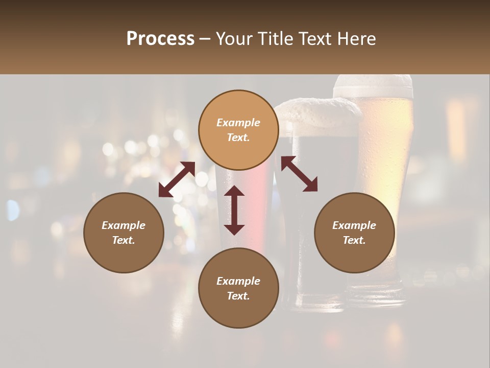 Three Glasses Of Beer On A Table With A Bar In The Background PowerPoint Template
