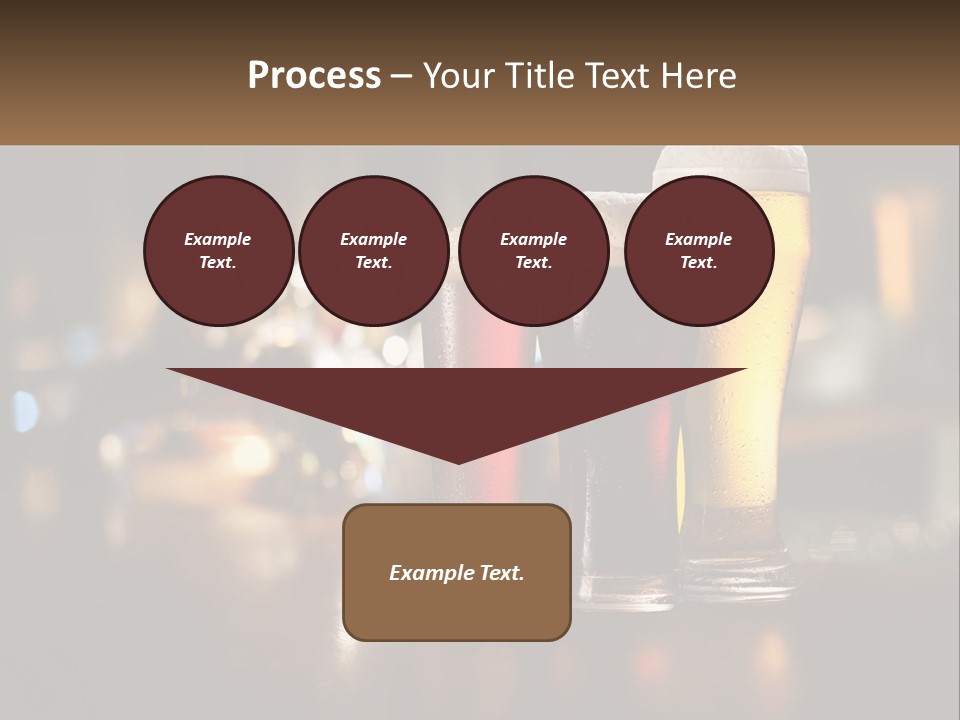 Three Glasses Of Beer On A Table With A Bar In The Background PowerPoint Template