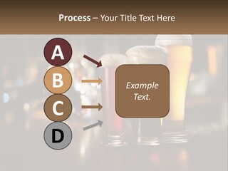 Three Glasses Of Beer On A Table With A Bar In The Background PowerPoint Template