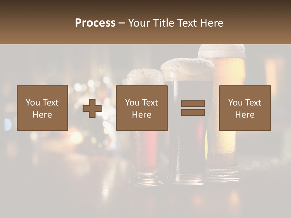 Three Glasses Of Beer On A Table With A Bar In The Background PowerPoint Template