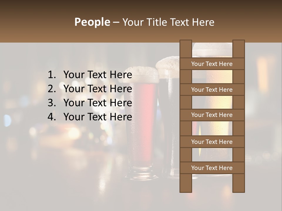 Three Glasses Of Beer On A Table With A Bar In The Background PowerPoint Template