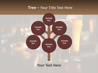 Three Glasses Of Beer On A Table With A Bar In The Background PowerPoint Template