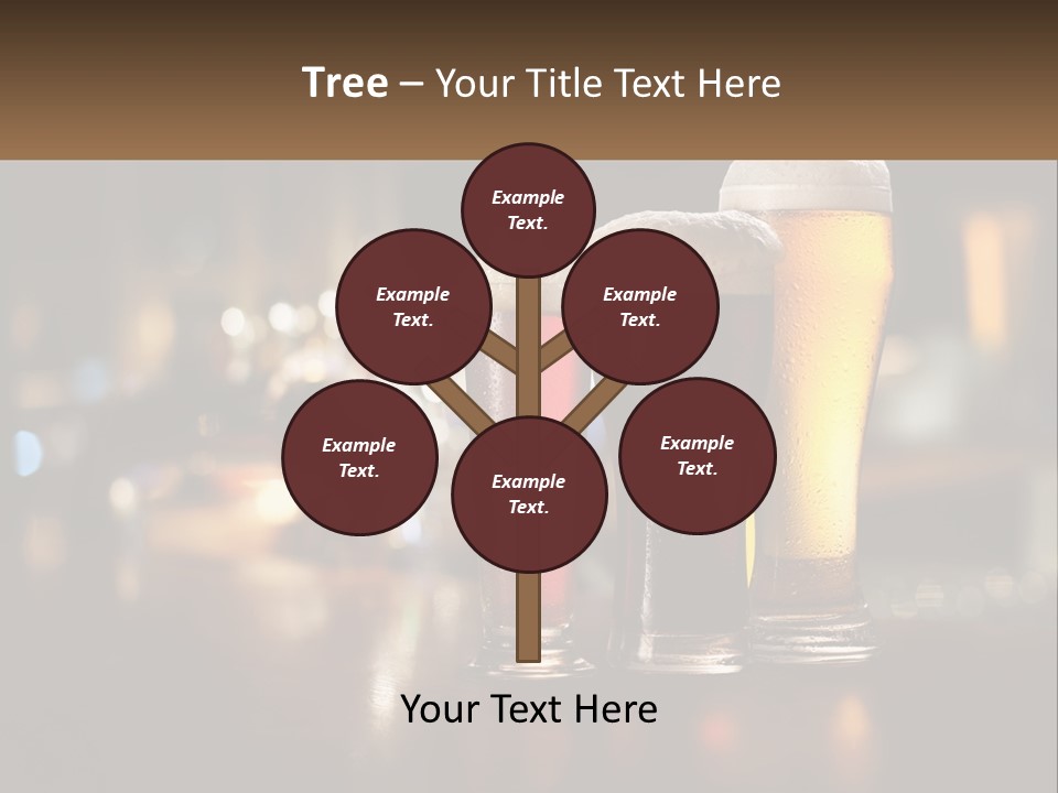 Three Glasses Of Beer On A Table With A Bar In The Background PowerPoint Template