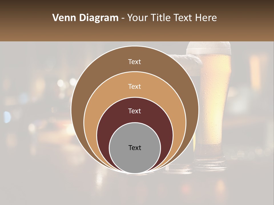 Three Glasses Of Beer On A Table With A Bar In The Background PowerPoint Template