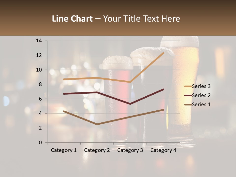 Three Glasses Of Beer On A Table With A Bar In The Background PowerPoint Template