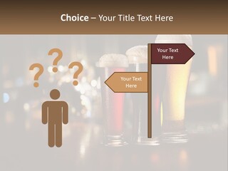 Three Glasses Of Beer On A Table With A Bar In The Background PowerPoint Template