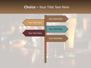 Three Glasses Of Beer On A Table With A Bar In The Background PowerPoint Template