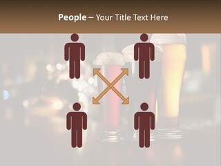 Three Glasses Of Beer On A Table With A Bar In The Background PowerPoint Template