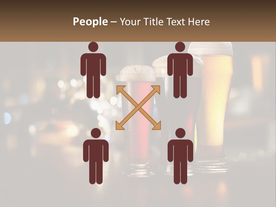Three Glasses Of Beer On A Table With A Bar In The Background PowerPoint Template