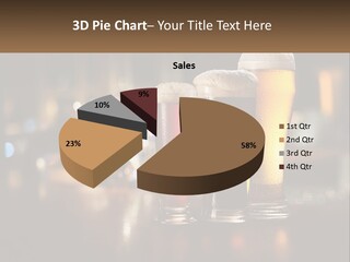 Three Glasses Of Beer On A Table With A Bar In The Background PowerPoint Template