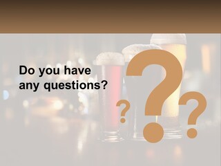 Three Glasses Of Beer On A Table With A Bar In The Background PowerPoint Template