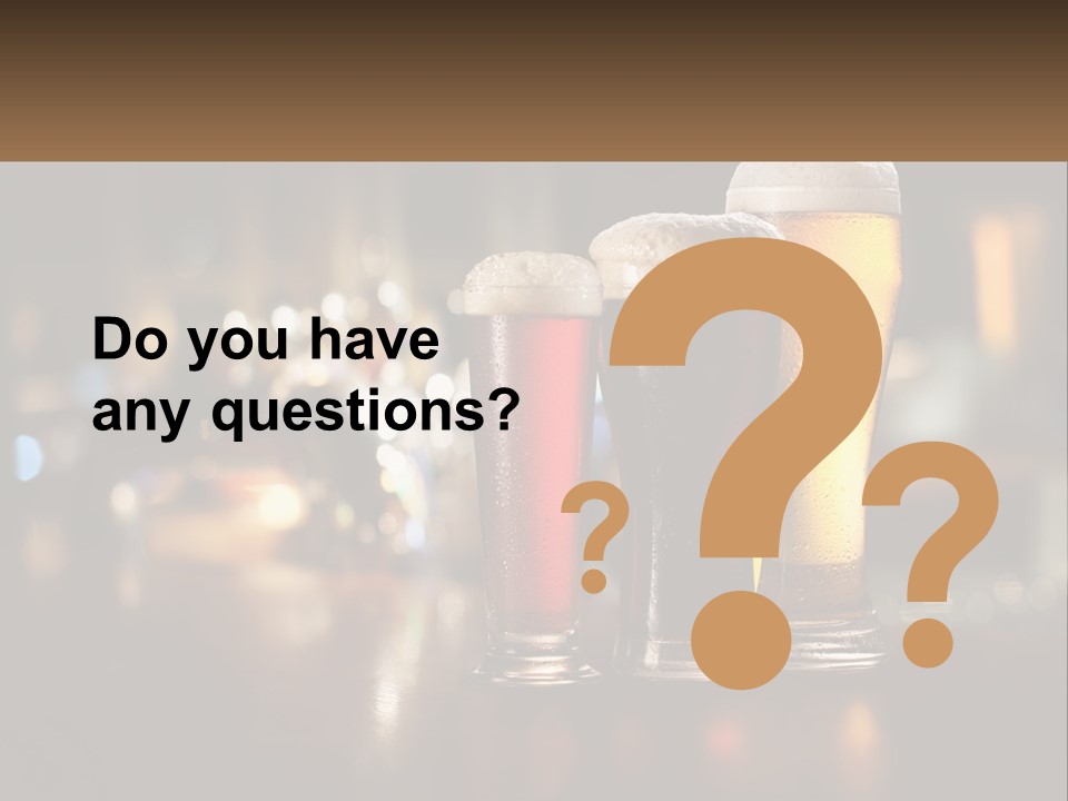 Three Glasses Of Beer On A Table With A Bar In The Background PowerPoint Template