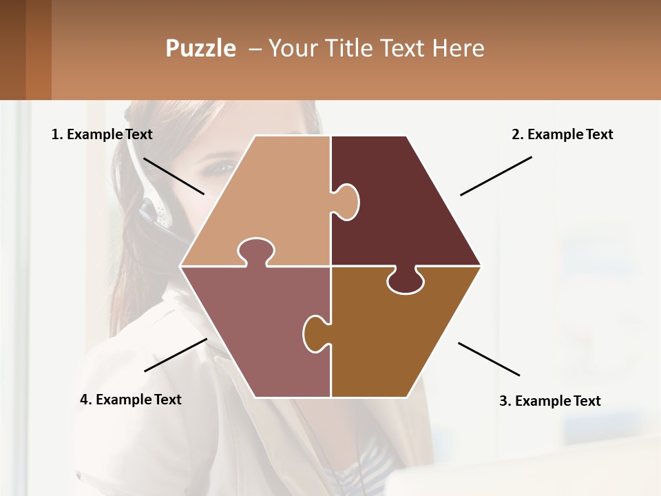 A Woman With A Headset Is Smiling For The Camera PowerPoint Template