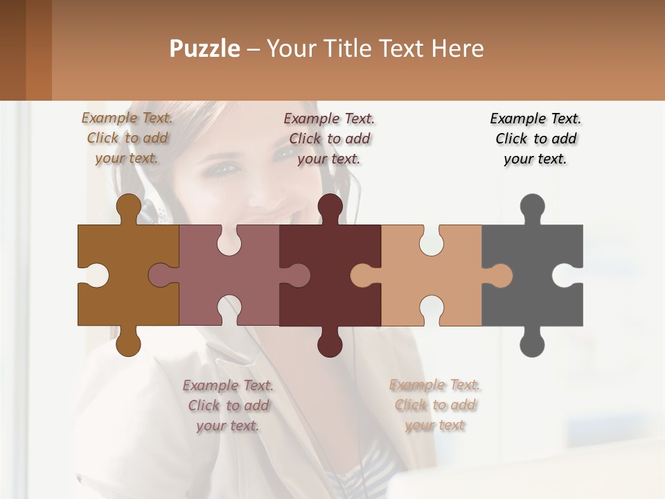 A Woman With A Headset Is Smiling For The Camera PowerPoint Template