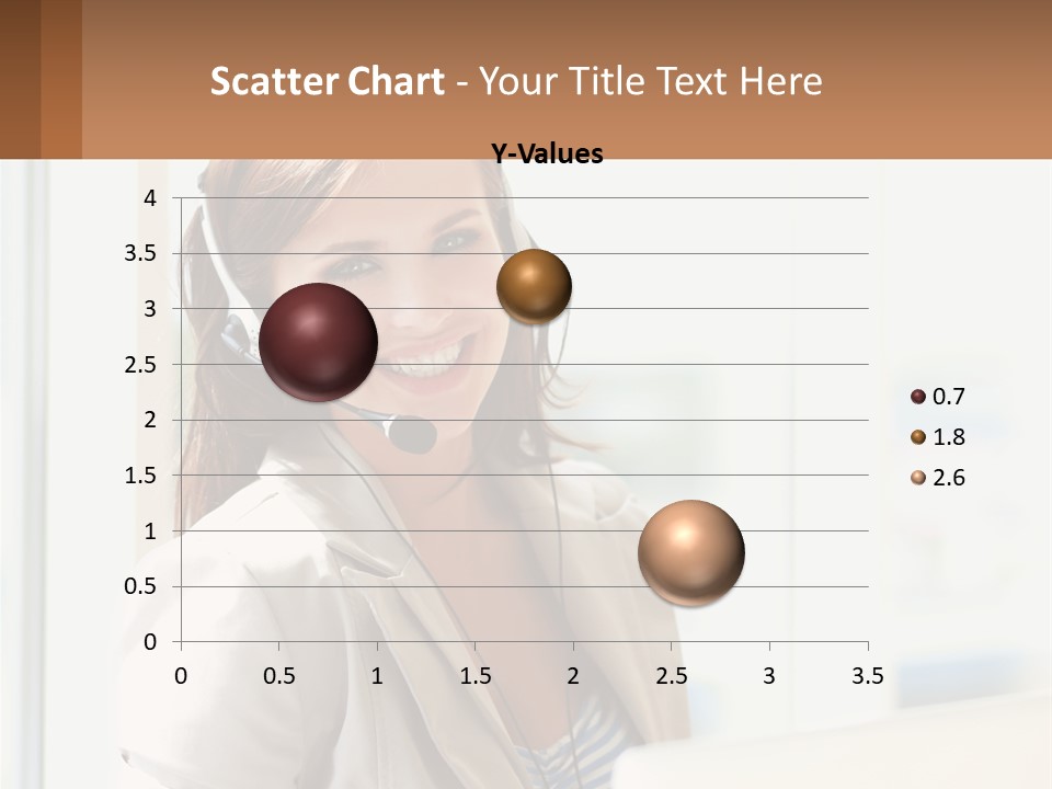 A Woman With A Headset Is Smiling For The Camera PowerPoint Template