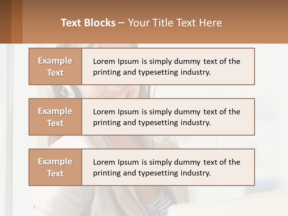 A Woman With A Headset Is Smiling For The Camera PowerPoint Template