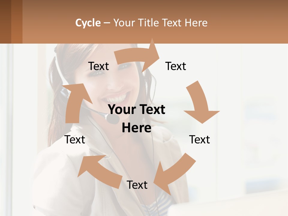 A Woman With A Headset Is Smiling For The Camera PowerPoint Template